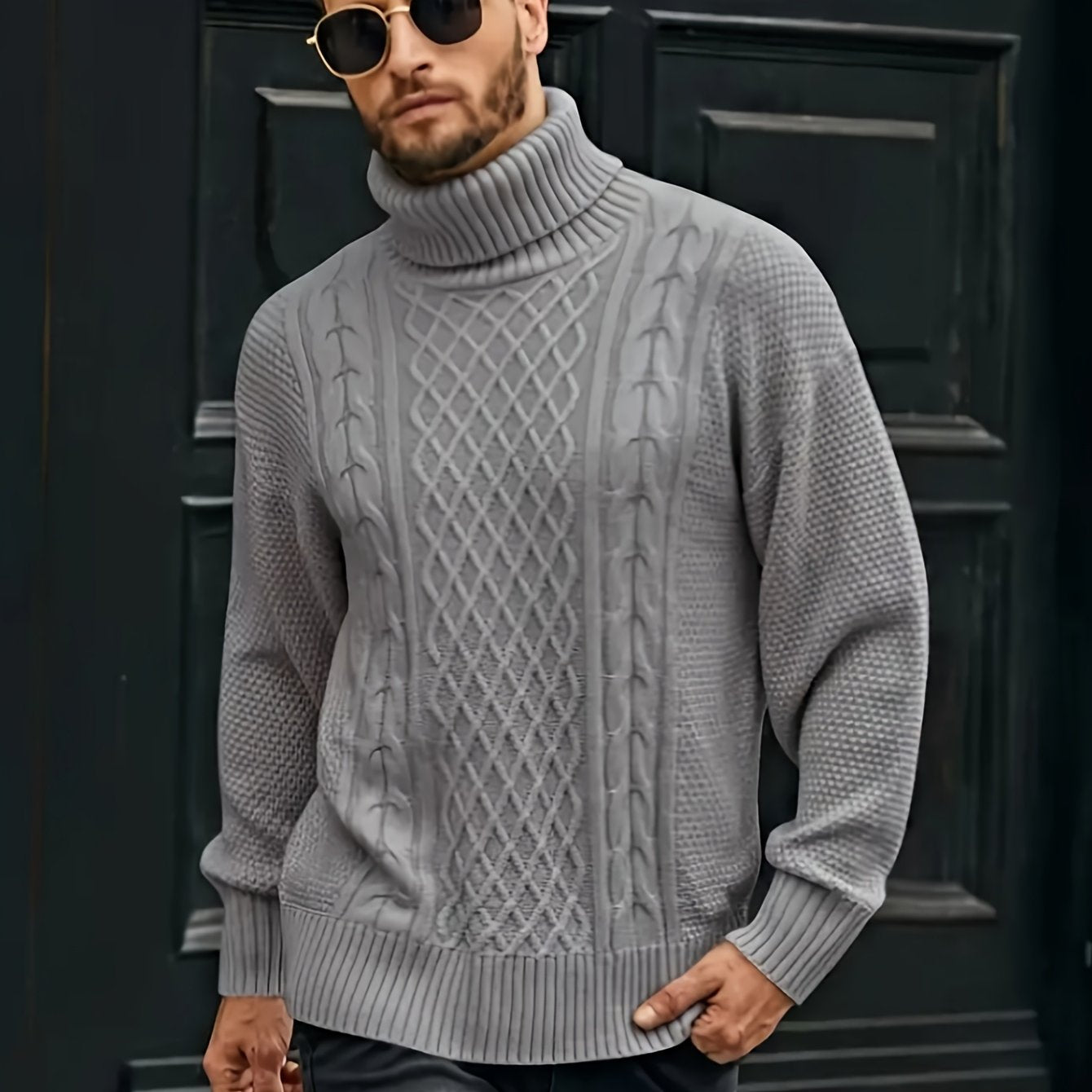 Basic turtleneck sweater for men in winter.