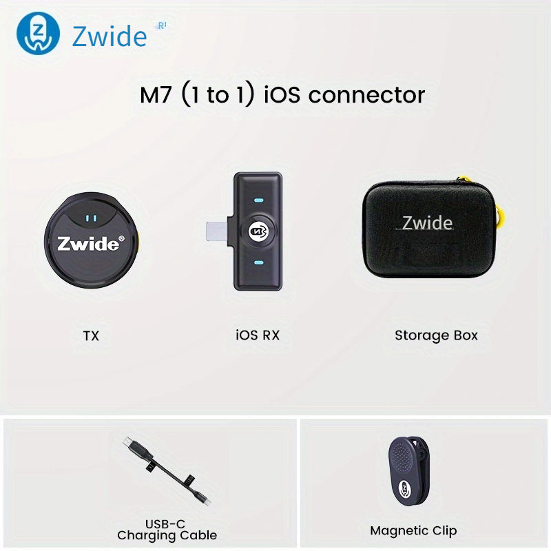 Zwide M7 Magnetic Wireless Clip-On Microphone for Live Streaming, Outdoor Interviews, and Camera.