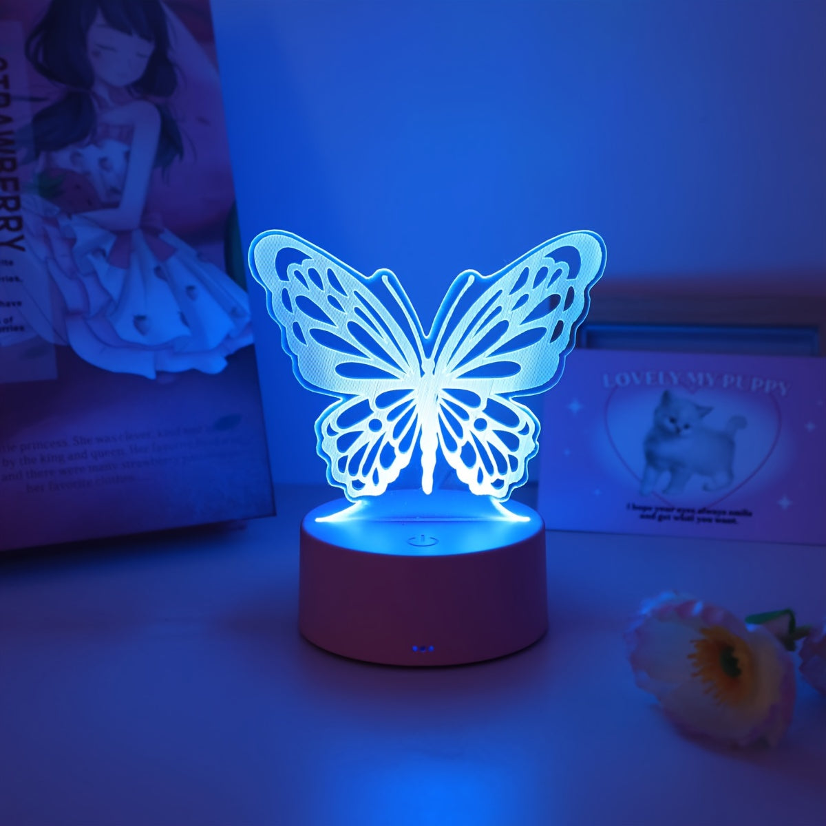 1 LED lamp with 3D butterfly night light, ideal for bedroom, home, desktop, Christmas decor, fancy lighting, and birthday gift.