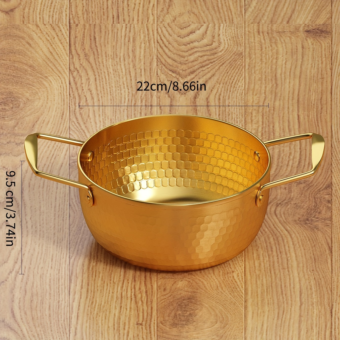 A stainless steel soup pot with two handles for home use, perfect for cooking instant noodles and boiling milk on a gas stove, in a shiny silver color.