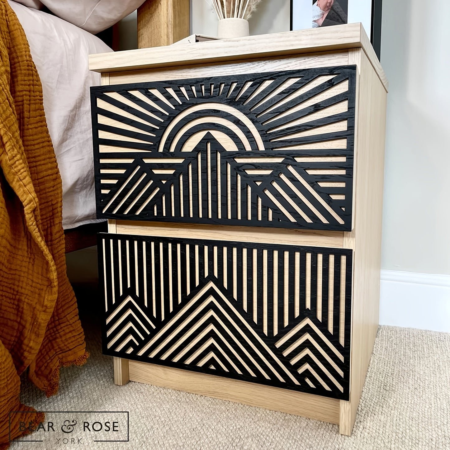 Thanksgiving Home Decor: Boho-Style Wooden Drawer Front Overlay Panels, No Electricity Needed, Feather-Free Wood Accents for Dressers and Furniture