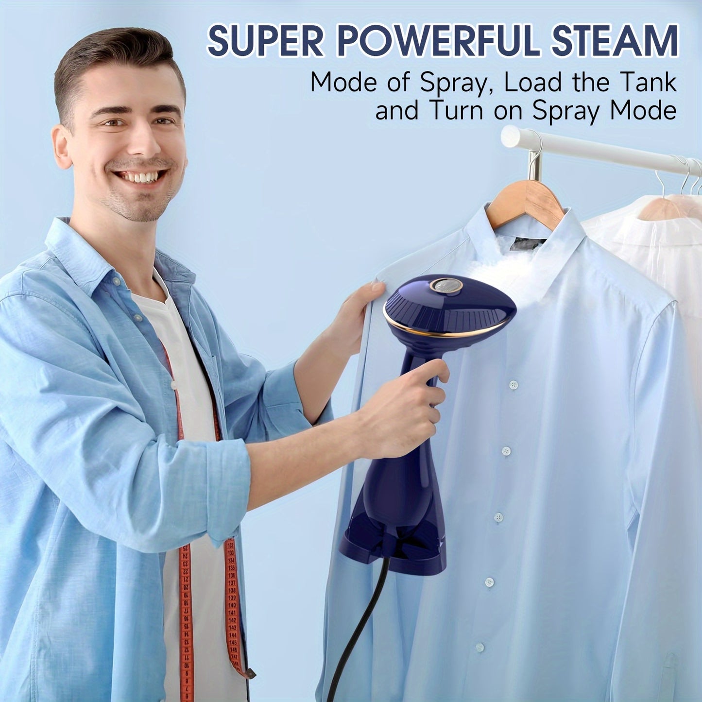 PANCERKA 1500W Portable Garment Steamer: Quick Heat-Up in 30s, Overheat Protection, Large Water Tank, Vertical Ironing, Steady Steam Output for Efficient Wrinkle Removal, European Standard