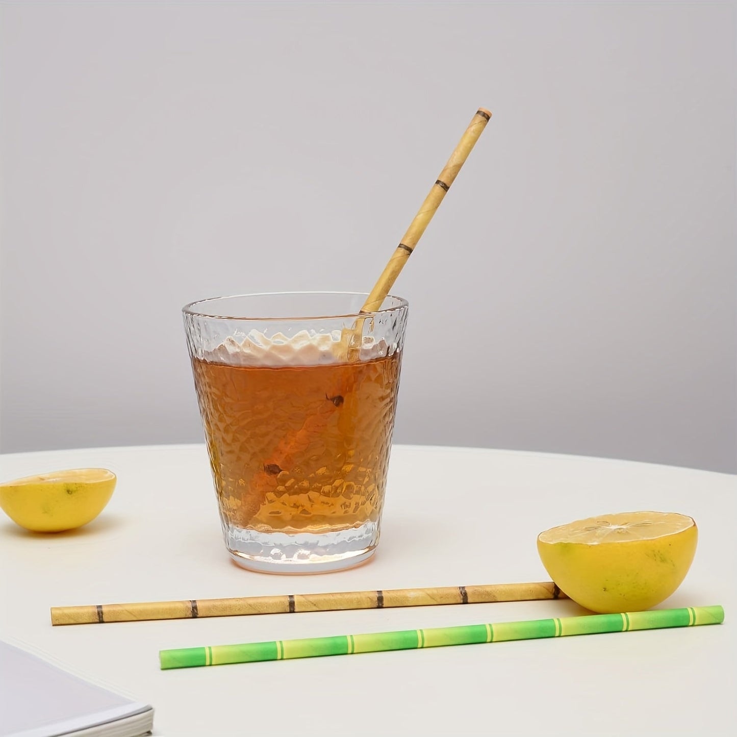 High-quality Bamboo Printed Paper Straws - Pack of 50 - Durable and Stylish for Cocktails, Juices, Shakes, and Smoothies - Ideal for Wedding, Birthday, and Party Decorations - Smoothie Straws - Durable Paper Straws for High-Quality Parties