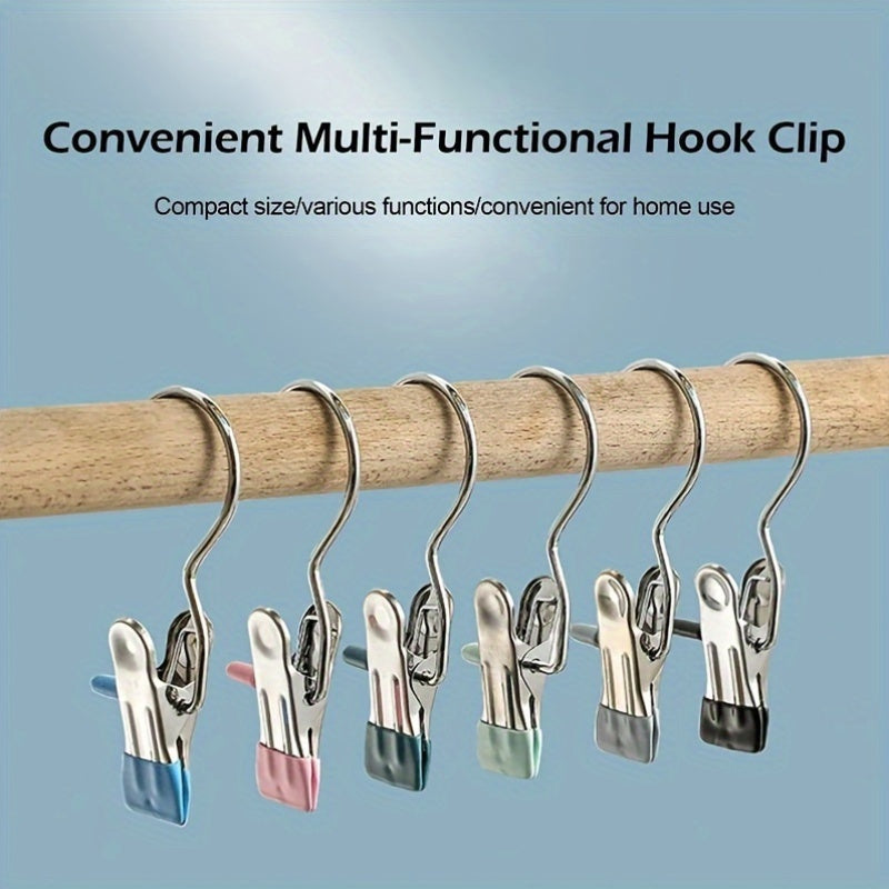 Set of 10 Stainless Steel Clothes Hangers featuring Hooks, Laundry Clothes Pegs, Portable Hanging Clothes Clips, Closet Organizer Hangers, Essential Household Laundry Accessories.