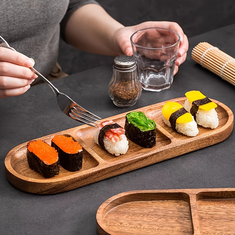 This set includes a bamboo wooden tray that is perfect for serving breakfast, tea, or desserts. It is ideal for placing milk, coffee, sushi, cakes, snacks, and fruits.