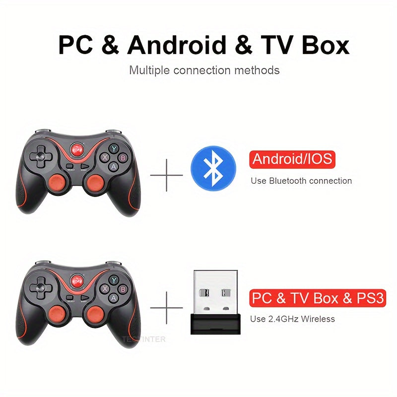 Wireless game controller for Android, iOS, PC, Nintendo Switch with ABS material and creative game type, also compatible with PS3 and T3 joystick accessory.