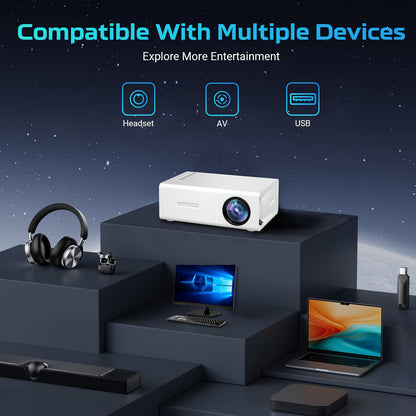 ZRZTM Portable Mini Home Theater Projector, 1080P Native 320P Decoding, Office File Compatible with Mobile Phones/Laptops, Ideal Valentine's Day Gift.