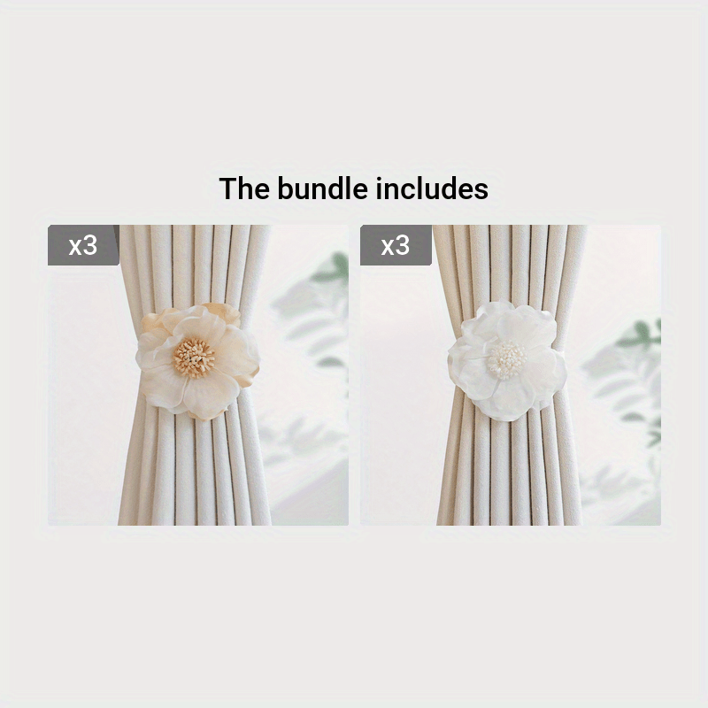 These magnetic curtain straps feature a simple yet stylish three-dimensional flower design. With a magnetic closure, they provide a convenient way to hold back your curtains in the bedroom, living room, kitchen, or any other room in your home. Perfect