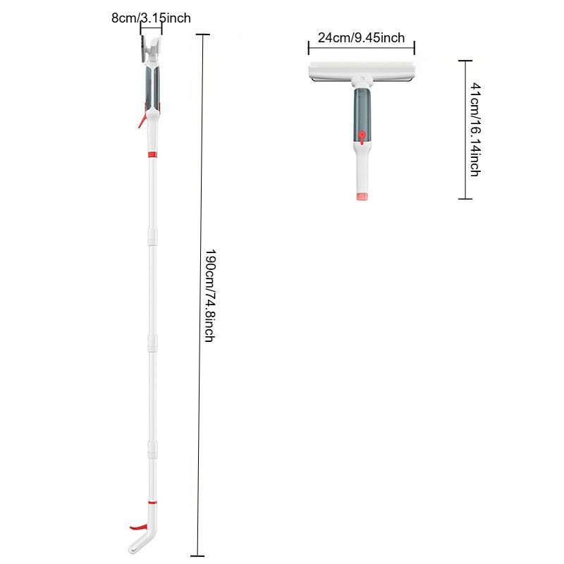 Телескопический стеклянный скребок с двумя сторонами - универсальный инструмент для мытья окон в высоких окнах спальни, ванной, кухни и гостиной