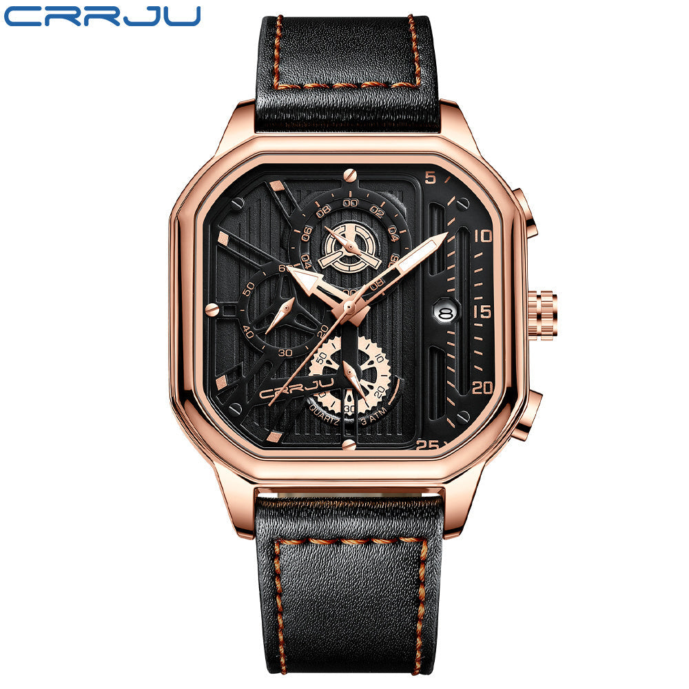 Ideal choice for gifts, the CRRJU Fashion Men's Chronograph Watch would make a stylish addition to any wardrobe.