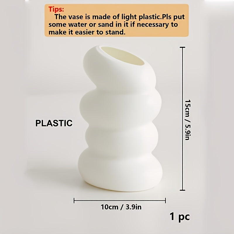 Spiral Cylinder Vase: Nordic Style, Minimalist Design, Lightweight Plastic, Ideal for Home Decor