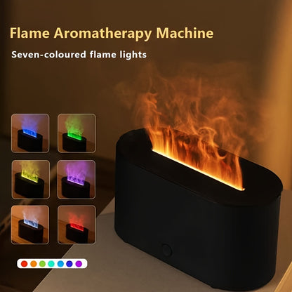 USB powered flame design humidifier and aromatic diffuser with environment light, suitable for home bedrooms and offices.