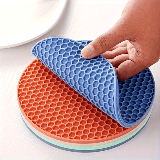 5 Colorful Silicone Placemats: Round, Heat-Resistant, Anti-Scald, Machine Washable & High-Temperature Resistant for Kitchen Table.