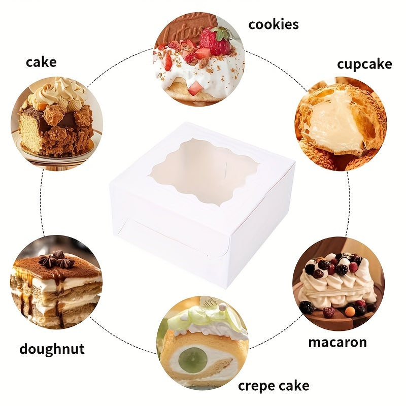 30 pieces of white disposable cardboard boxes with a window, suitable for bread, pastries, cookies, strawberries, and macarons. Great for Christmas, Thanksgiving, and any special occasion. Ideal for both Christmas and Thanksgiving, these boxes are