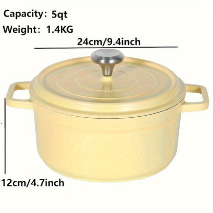 [Highly-Rated Option] Spacious Enamel Dutch Oven - Durable Non-Stick Aluminum Cookware Set, Versatile Casserole Stew Pot for the Kitchen