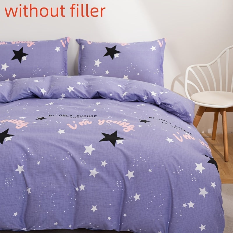 3-piece starry sky print duvet cover set, includes 1 duvet cover and 2 pillowcases (without core), soft and comfortable for bedroom or guest room.