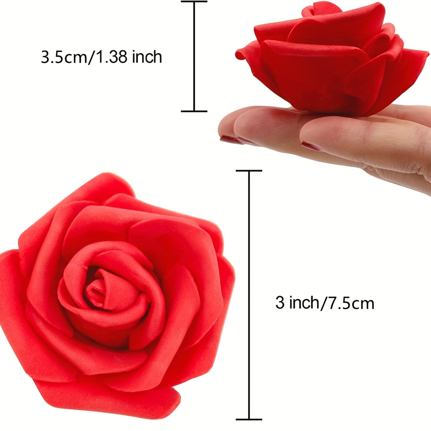 50 pack of luxurious PE foam artificial rose flower heads for various occasions - perfect for DIY crafts, weddings, and home décor throughout the year.