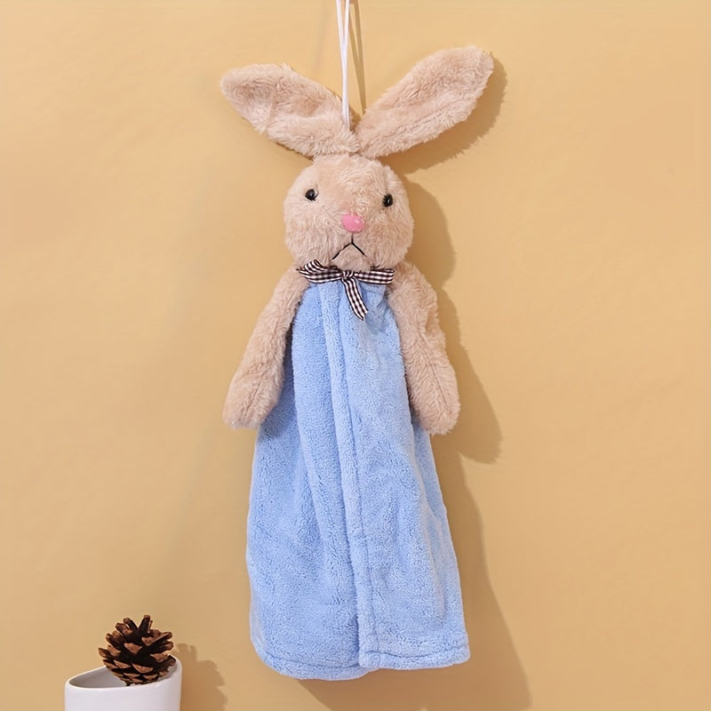 Little Rabbit Pattern Decorative Towel, Ultra-Fine Microfiber, Absorbent Fingertip Towel Perfect for Easter, Super Soft for Kitchen and Bathroom.