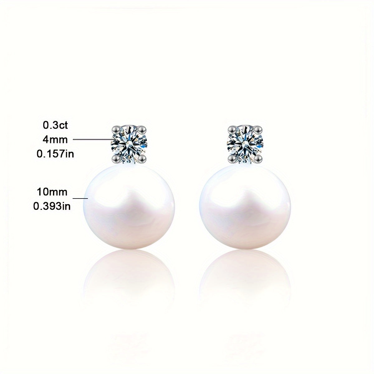 Stunning 0.6 Carat Moissanite & Natural Pearl Stud Earrings in 925 Sterling Silver - Exquisite Bridal Jewelry, Ideal Valentine's Day Present for Her, Lightweight at 1.35g, Suitable for Everyday and Special Events styling.