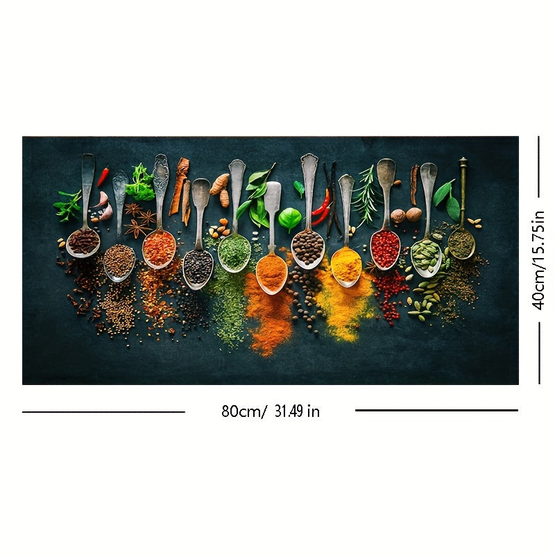 Spice-themed kitchen wall art canvas adds vibrancy to your home decor with a modern matte finish, perfect for the living room or kitchen. Frameless, removable, and reusable design.