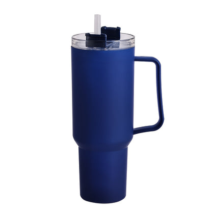 White polycarbonate tumbler with handle, large capacity for car and office use.