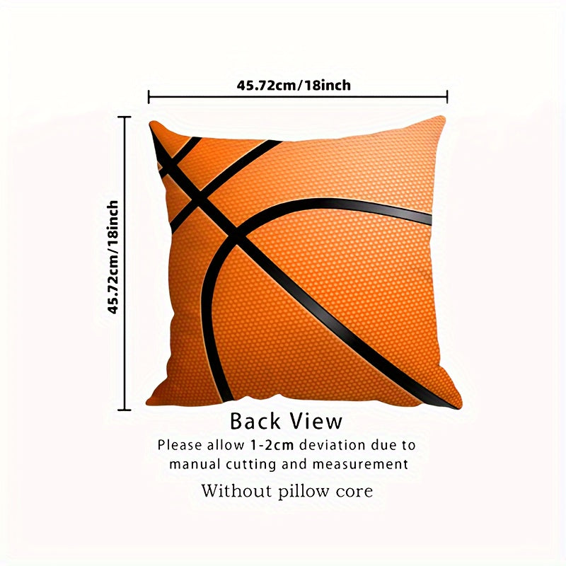 Pillowcase Only - Basketball-themed Design Throw Pillow Cover made from Polyester, Ideal for Sofa and Bed Decor, Perfect for Sports Theme Home Decor, Suitable for ages 14 and up