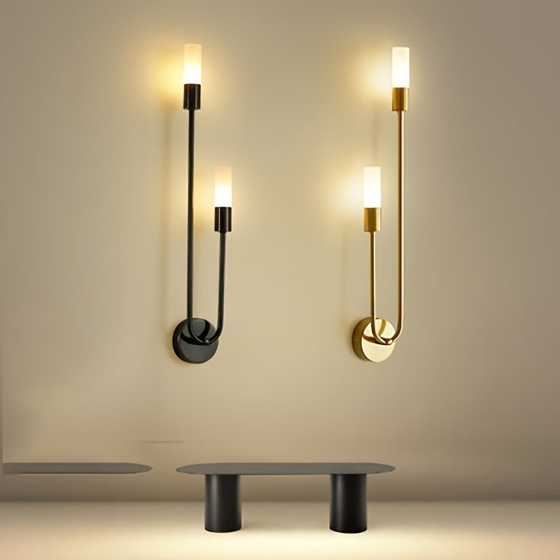 Golden and black wall lamp with modern design, G9 holder, candle-style lighting ideal for bedroom, staircase, and balcony decor. Bulb not included.