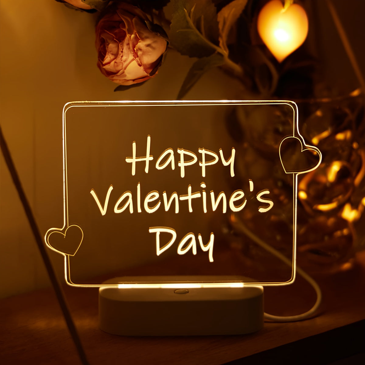 USB 3D Love Heart Night Light with Erasable Pen, Message Function, Perfect Birthday or Wedding Gift for Bedroom, Living Room, or Study Room Decoration.