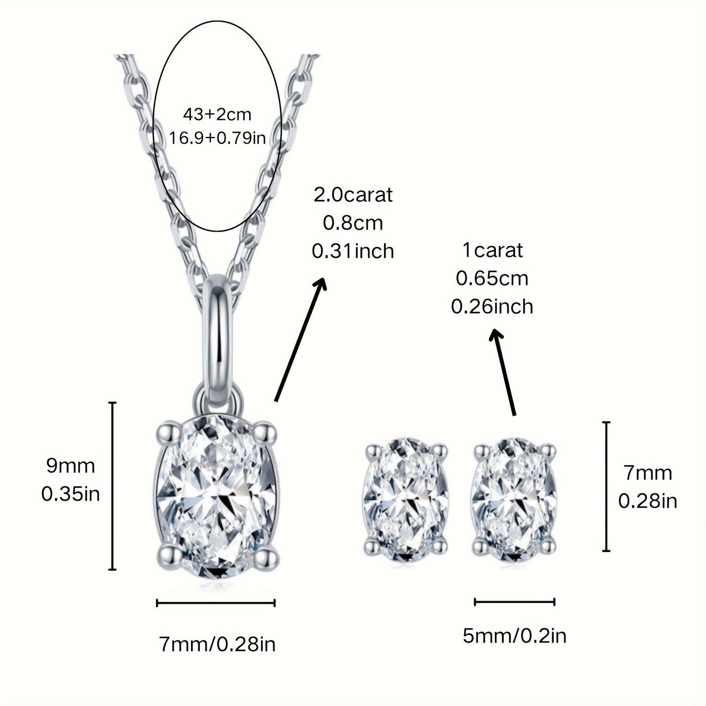 Ajoyib Moissanite Pendant va Quloq Nosh seti S925 Sterling Silver - 1CT Pendant, 0.5CT Quloq Nosh, Gippoallergenik, Har kuni kiyish yoki rasmiy tadbirlar uchun mukammal - Sovg'a qutisida keladi.