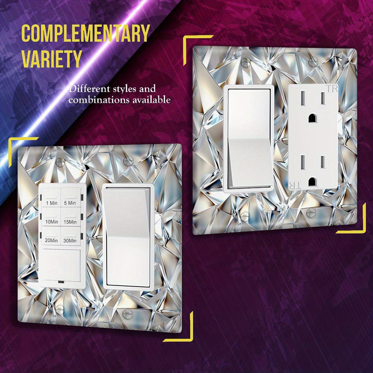 Single or double socket diamond light panel for kitchen, bathroom, bedroom, living room—no wiring required.