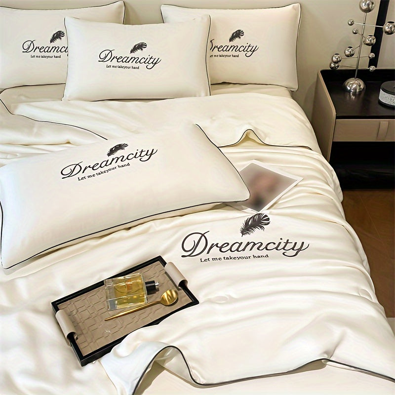 Dreamacity Elegant Summer Quilt - Luxurious Golden Embroidery on Soft, Skin-Friendly 100% Ultrafine Microfiber. Vintage Style Lightweight Cooling Bedding, Machine Washable in Grey. 90g Fabric Weight, Quilting Fabric Only. (Pillowcase & Sheet Not Included)