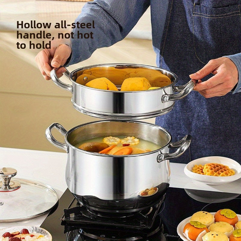 Stainless Steel Stock Pot for Home & Restaurant Use - Durable and Thickened, Ideal for Cooking, Frying, and Stewing - Must-Have Cookware for Your Kitchen