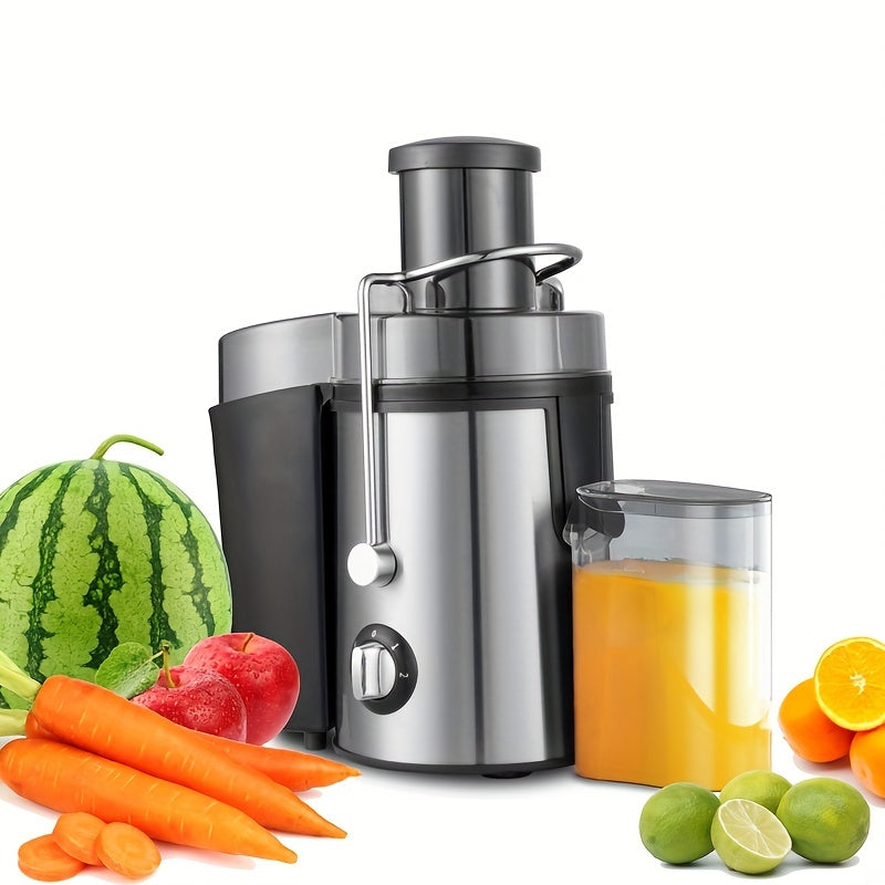 400w Centrifugal Juicer Machine for Fruit & Vegetables, 65mm Feed Chute, 3 Speeds, Easy to Clean, Stainless Steel Body, Safety Features, Non-Slip Feet, Red/Silver.