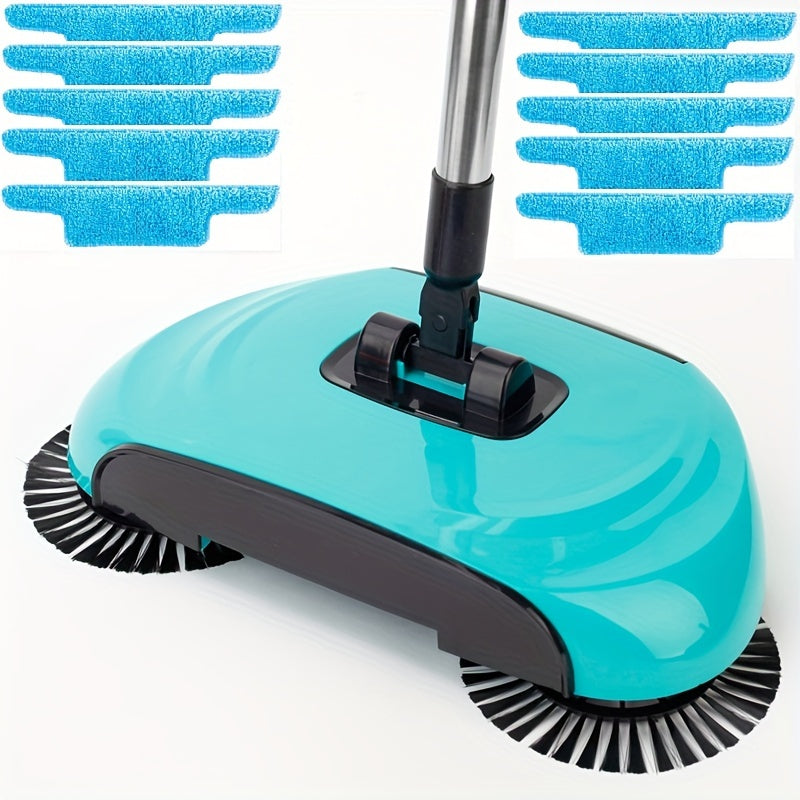 1Set of 3-in-1 Multifunctional Hand Push Sweeper, Vacuum Cleaner, Sweeping and Moping Machine. Ideal for Removing Garbage, Pet Hair, and Dust with Both Dry and Wet Use. Perfect for Hardwood and Ceramic Tiles. Includes 1/2/5/10 Cloths and Various Cleaning