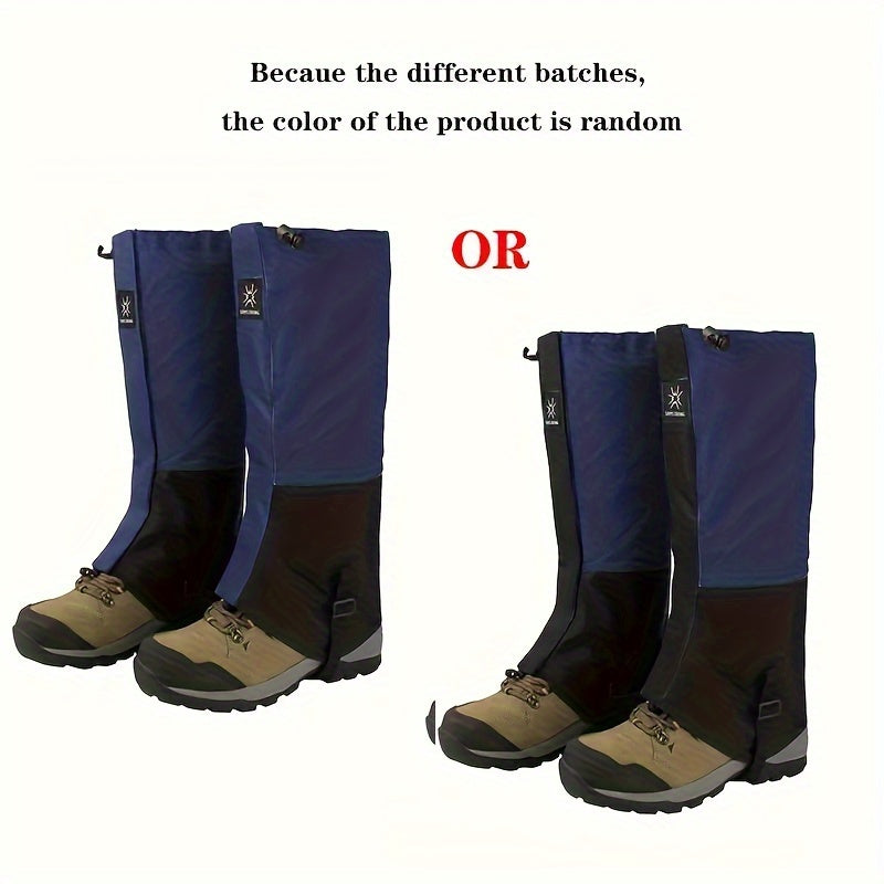 Waterproof snow gaiters for hiking, walking, and mountain climbing with adjustable fit.