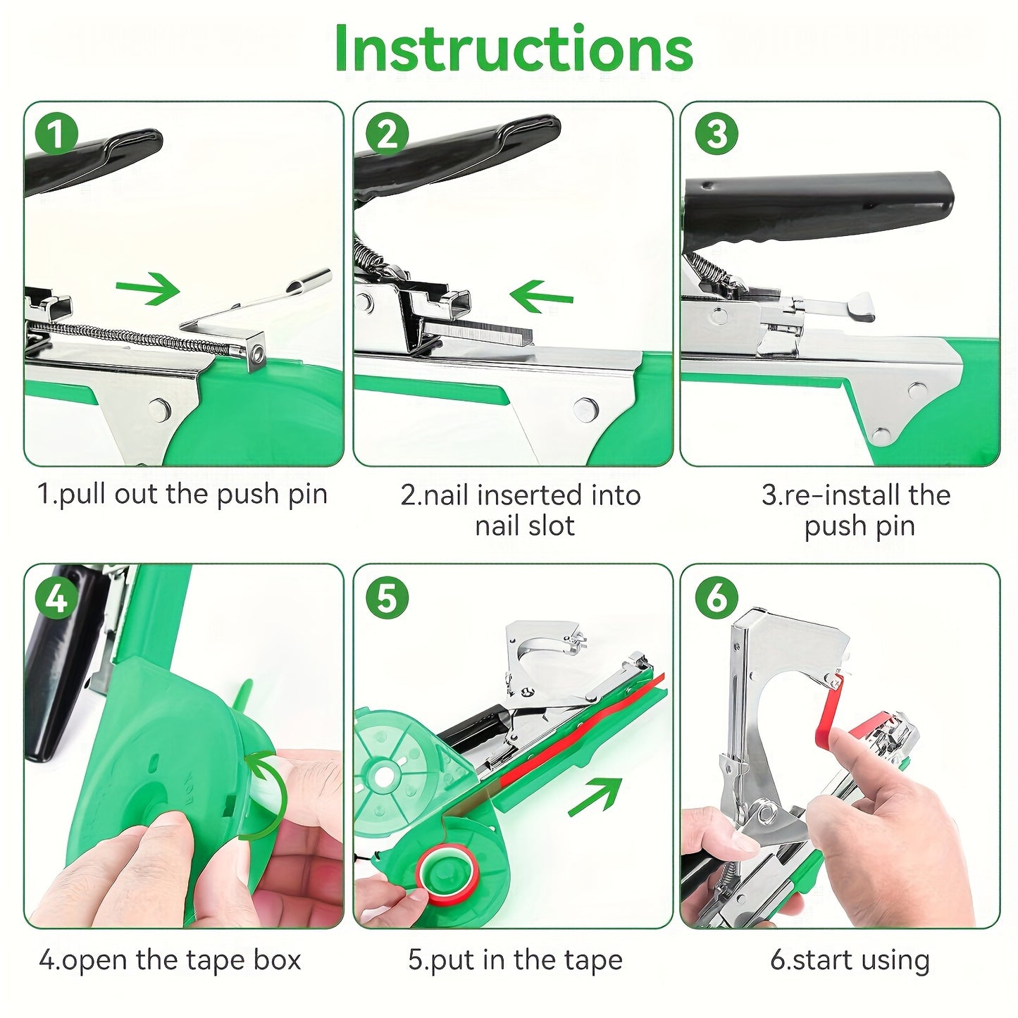 Adjustment machine set for grape and tomato vines, tomato and cucumber planting, rose roadside green plants, and fixing various stem and vine plants. Durable set includes 10 rolls of tape