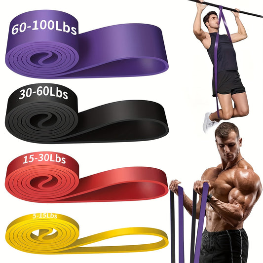 4-piece set of resistance bands for muscle training and shaping. Medium tension level, made of TPE material. Suitable for gym, home, and outdoor use. Perfect for exercise, pull up