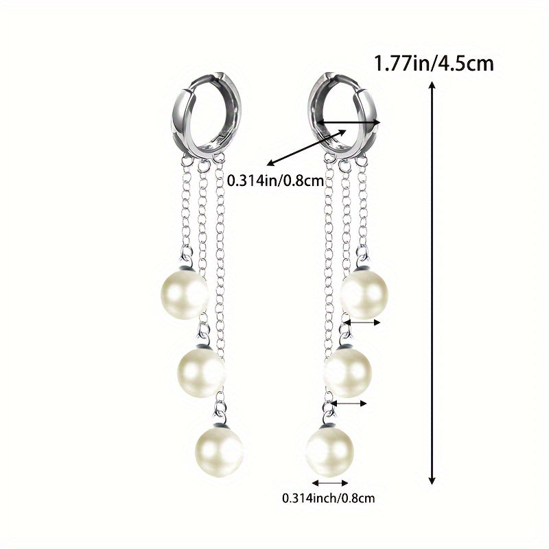 Women's Fashion Drape Earrings with Tassel Line and Multi-shell Bead Inlay, made of S925 Silver weighing 3.6g. Perfect for Christmas gift, wedding banquet, or as luxury elegant accessories. Comes in a gift box and is hypoallergenic.