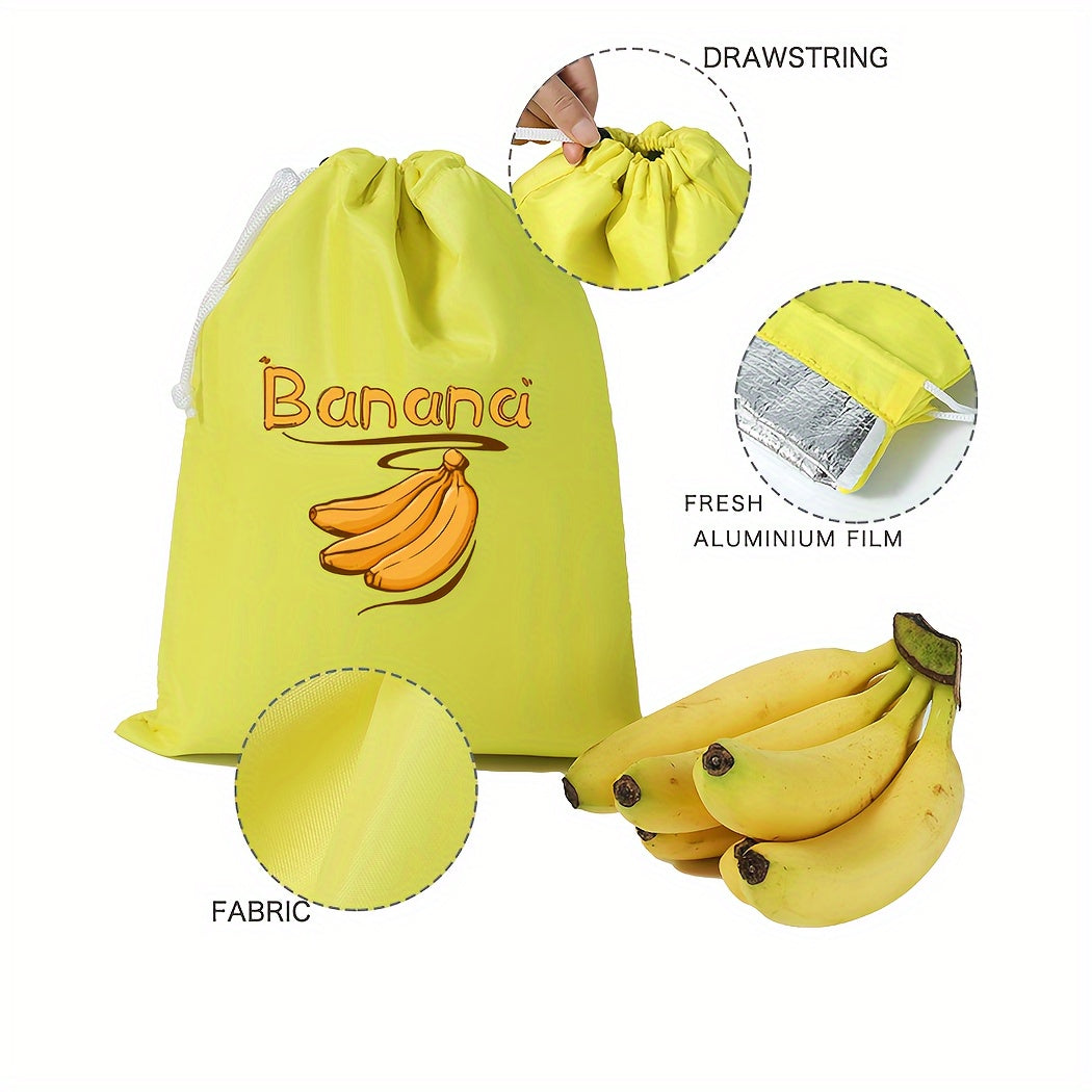 1 piece of a fresh-keeping bag with a drawstring for fruits and bananas - an ideal storage solution for vegetables, fruits, and tomatoes to keep them fresh and protected from shocks.