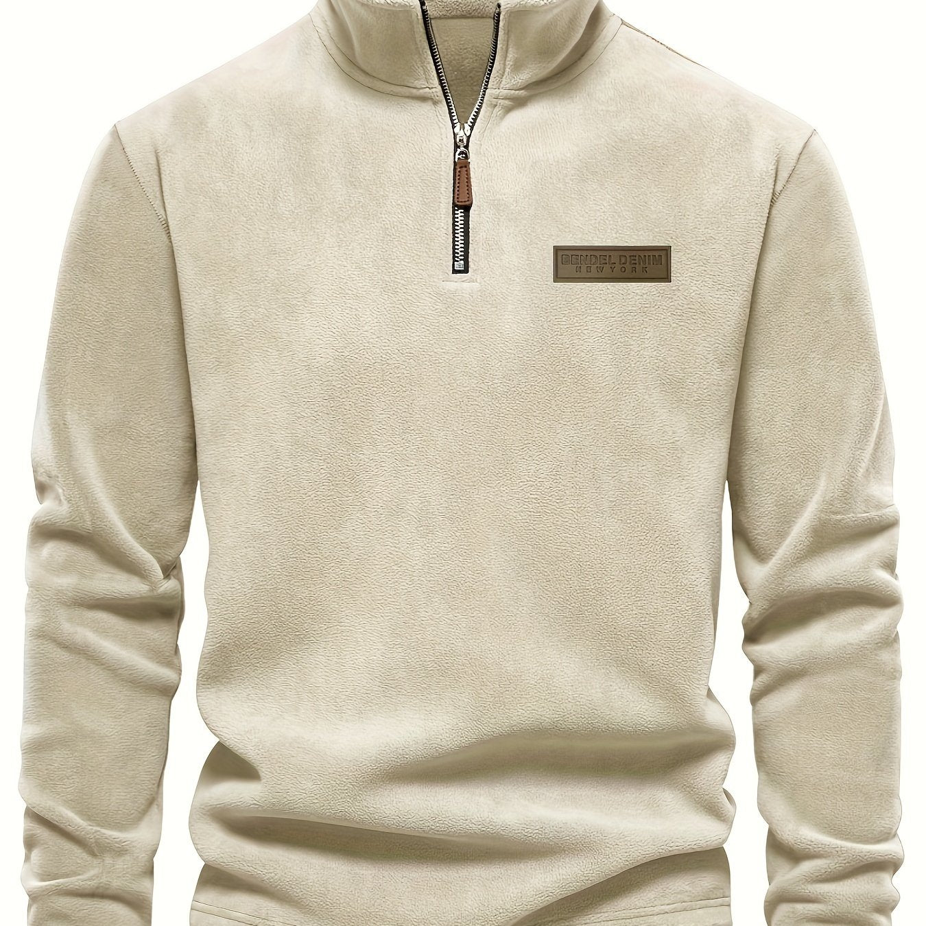 Men's Half-Zip Fleece-Lined Sweatshirt- Casual, Stand Collar, Long Sleeve for Fall/Winter