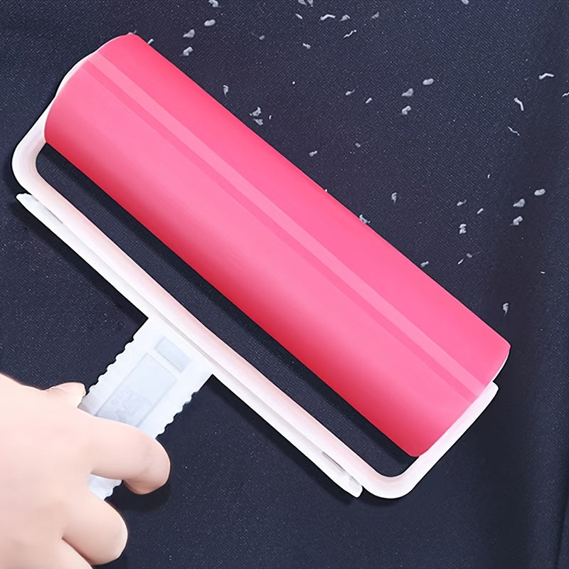 Large washable hair remover roller brush with sticky lint roller, plastic pet hair cleaning tool for dogs and cats.Efficient pet hair removal for a fresh and organized home. Easy to use and