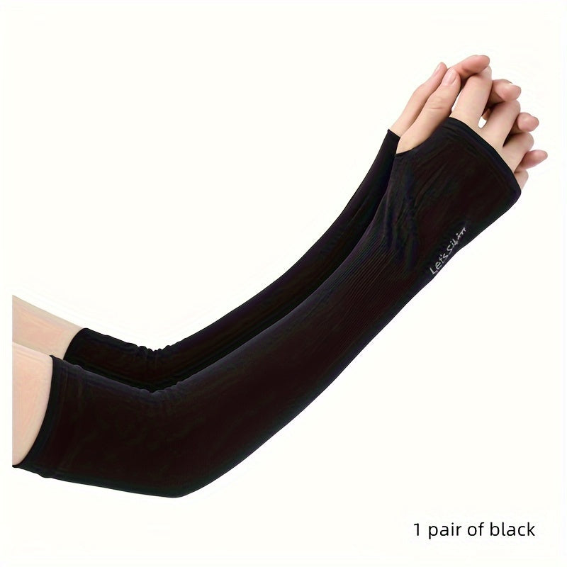 2 Nylon Sun Protection Sleeve Covers with Fingers, Hand and Arm Covers for Men and Women, UV Gloves for Riding and Outdoor Sports