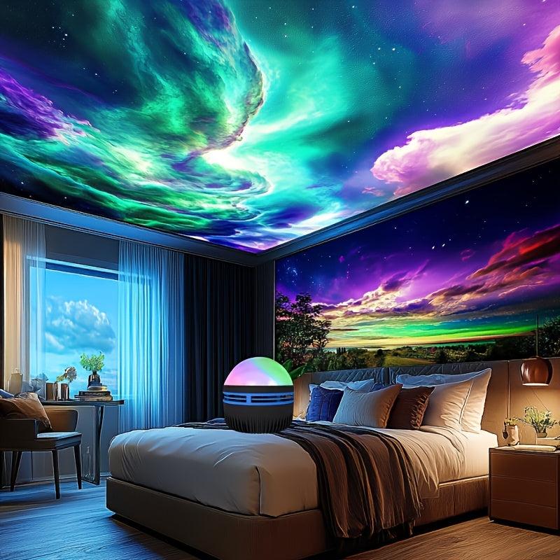 Northern Lights projection night light - black plastic novelty toy for bedroom décor.