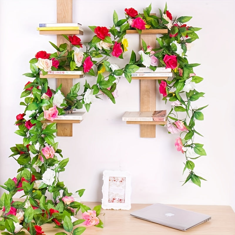 7.55ft Artificial Rose Vine for Outdoor UV Resistant Décor.