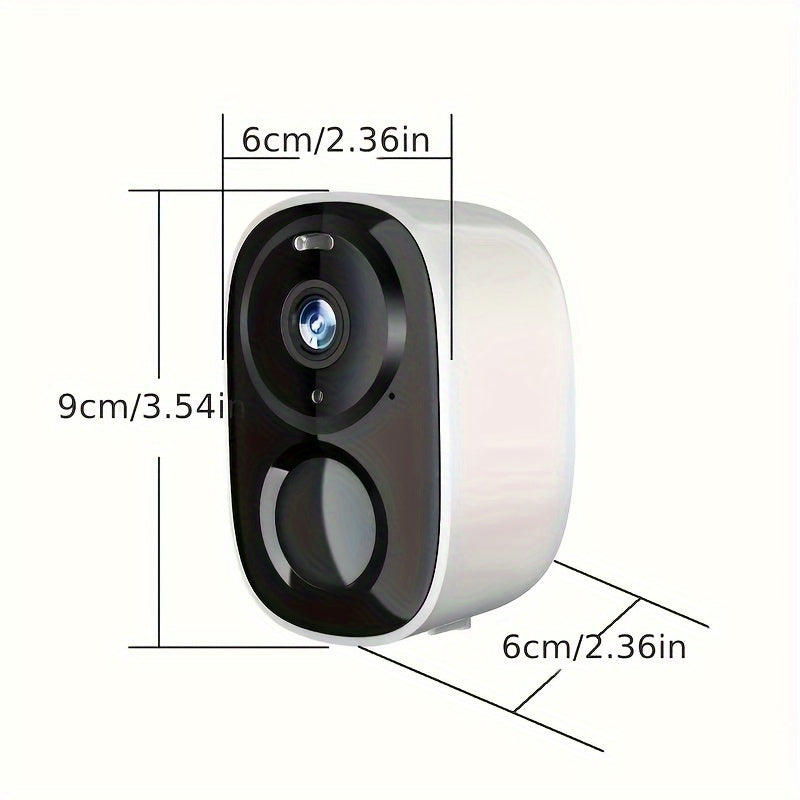 2K battery-powered WiFi security camera with PIR motion detection, two-way audio, night vision, and cloud/SD storage.