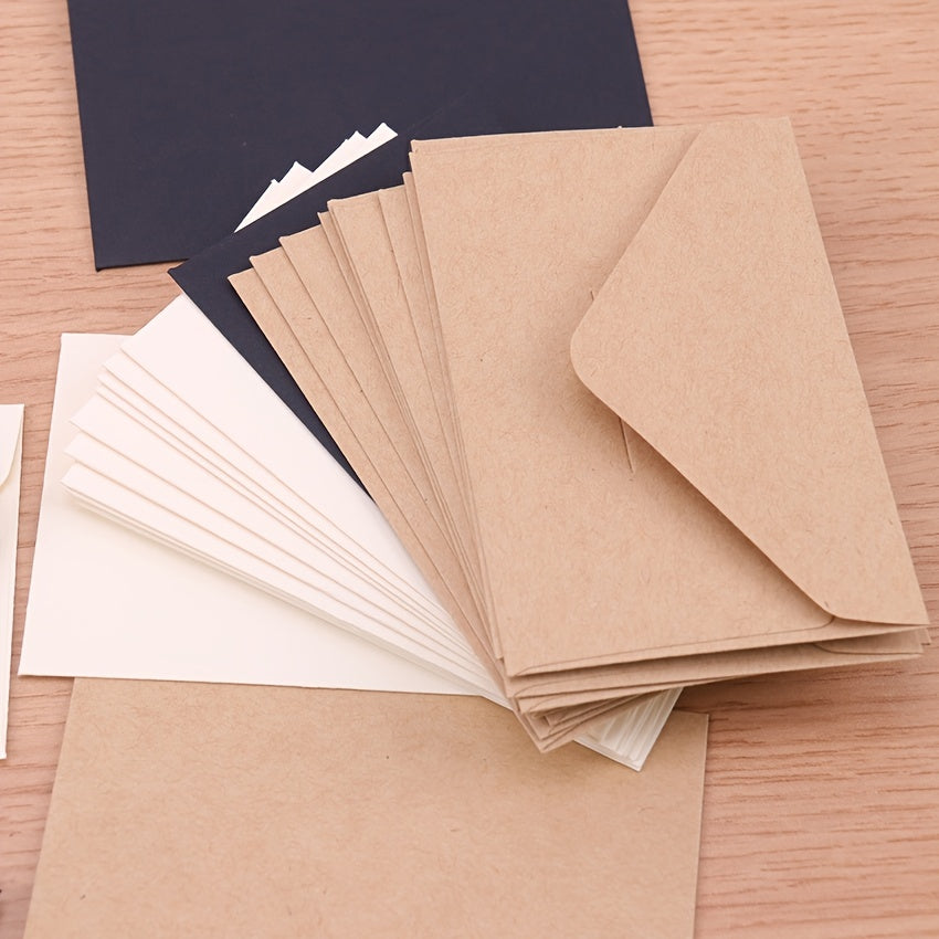 20pcs Mini Paper Window Envelopes: Classical White Black Kraft Blank Wedding Invitation Gift Envelope