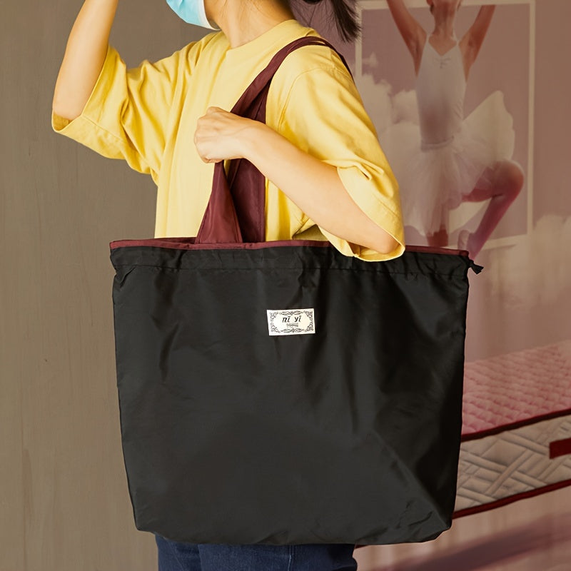 One-piece Large Drawstring Supermarket Shopping Bag with Multiple Options - a Fashionable Shoulder Bag that is Foldable, Compact, and Portable. Made of Waterproof Oxford Cloth, perfect for Grocery Shopping and stylish enough for everyday use.