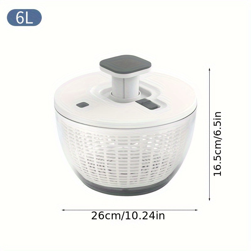 Essential Kitchen Tool: 6L Manual Salad Spinner & Vegetable Dryer - Multi-Functional Gadget for Quick Drying of Lettuce, Fruits, and More.