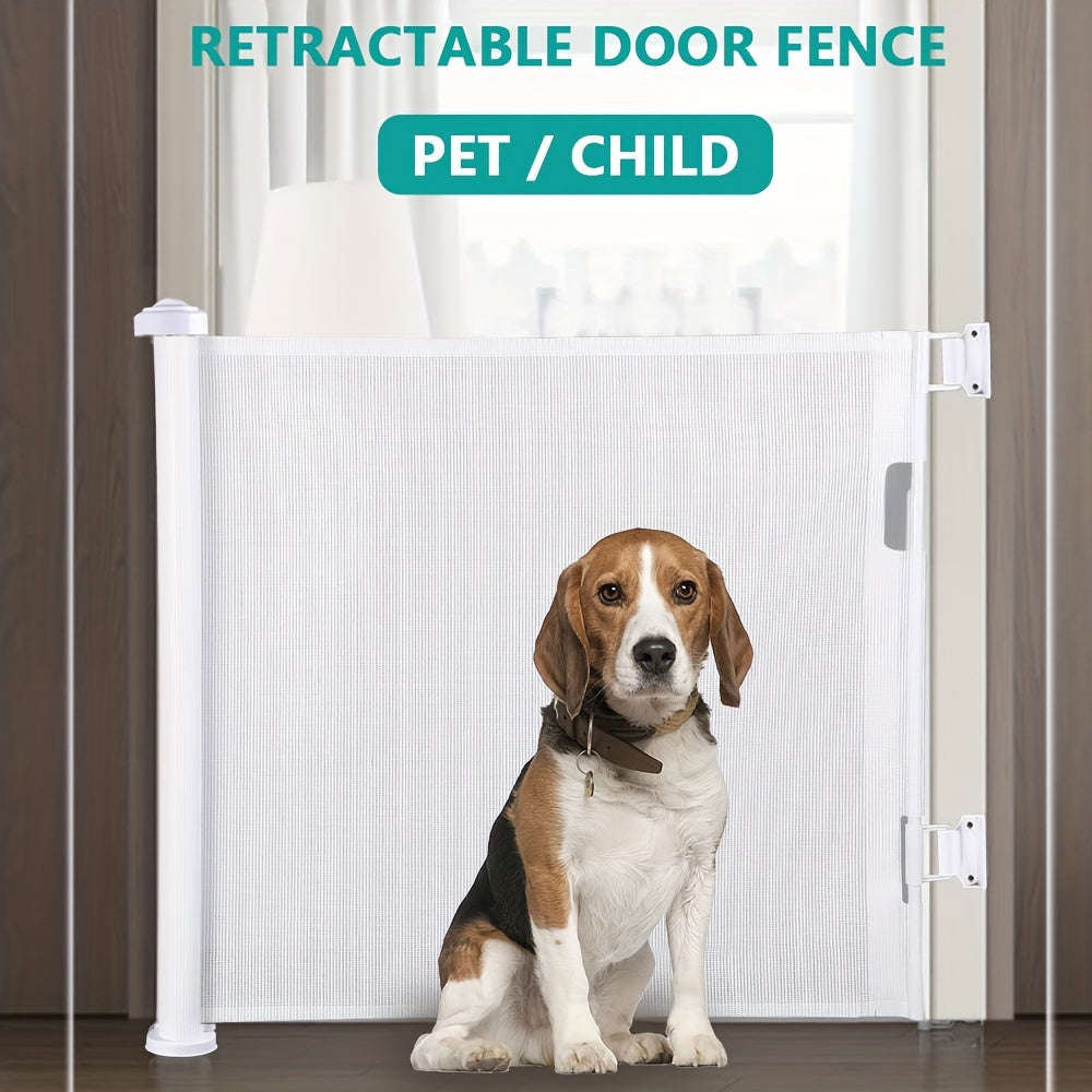 Mesh Baby Gate that is Retractable and Versatile, Standing 71.12cm tall and Extending Up To 149.86cm Wide. Perfect Child Safety Gate for Doorways, Stairs, and Hallways. Suitable for Indoor and Outdoor Use, making it a great Christmas, Halloween, or