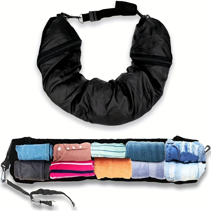 Multi-functional travel pillow featuring built-in clothes storage - Provides cozy and convenient U-shaped neck support for use on airplanes and outdoors, made with waterproof polyester cover that is machine washable